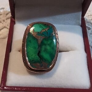 New Copper Over Sterling Emerald Dahlia Ring